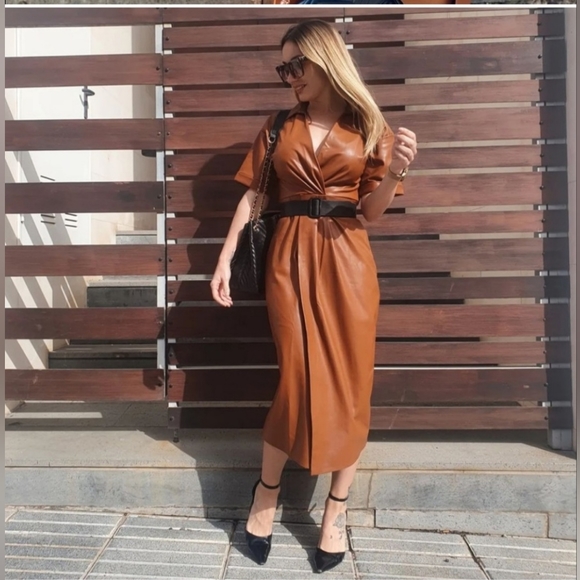 Zara faux leather fall dress - Picture 3 of 4